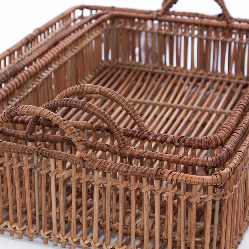Vassoio in rattan naturale, set di 3, 50x35H13 cm