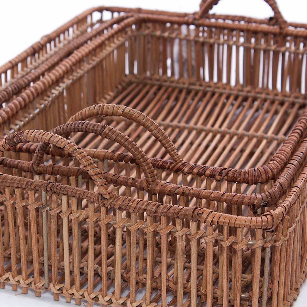 Vassoio in rattan naturale, set di 3, 50x35H13 cm