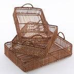 Vassoio in rattan naturale, set di 3, 50x35H13 cm
