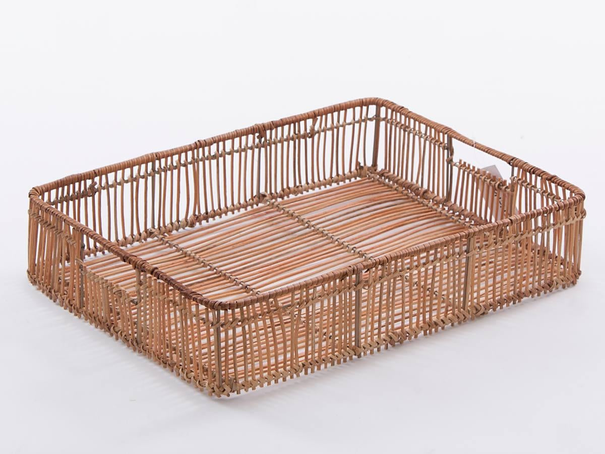 Vassoio in rattan naturale, 48x35H9 cm