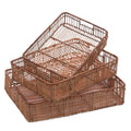 Vassoio in rattan naturale, 48x35x9 cm, set di 3