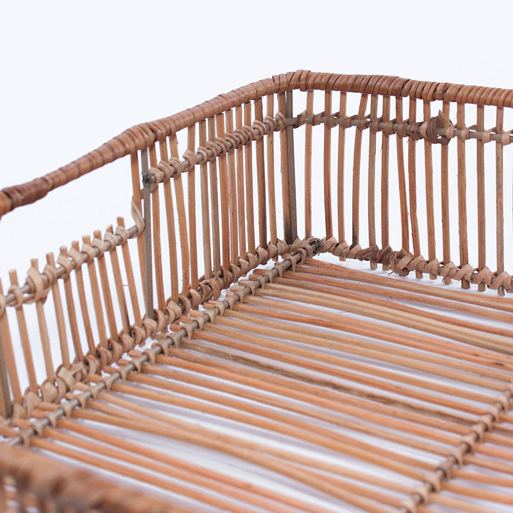 Vassoio in rattan naturale, 48x35x9 cm, set di 3