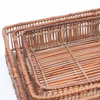 Vassoio in rattan naturale, 48x35x9 cm, set di 3
