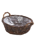 Portafiori con manici in vimini grezzo, Ø30H10 cm (kit da 3)