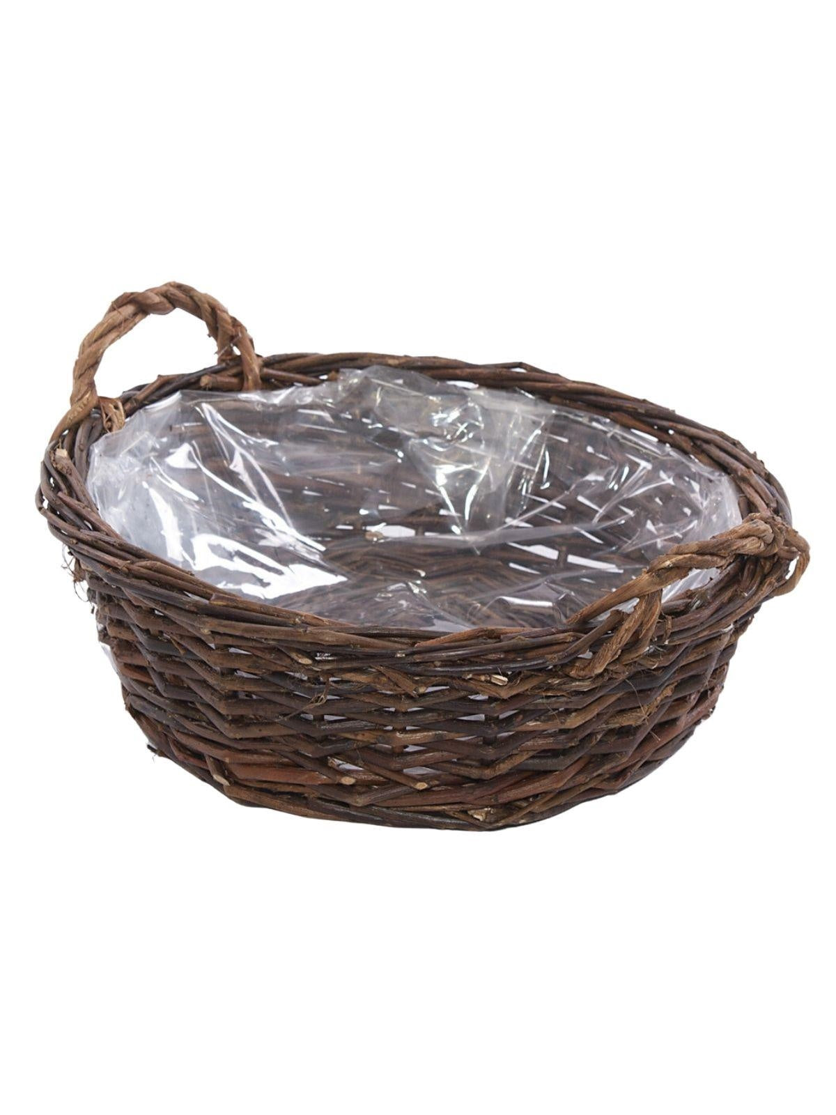 Portafiori con manici in vimini grezzo, Ø30H10 cm (kit da 3)