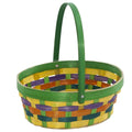 Cesto ovale in bambu' con manico pieghevole, 24x18H8 cm (kit da 10)