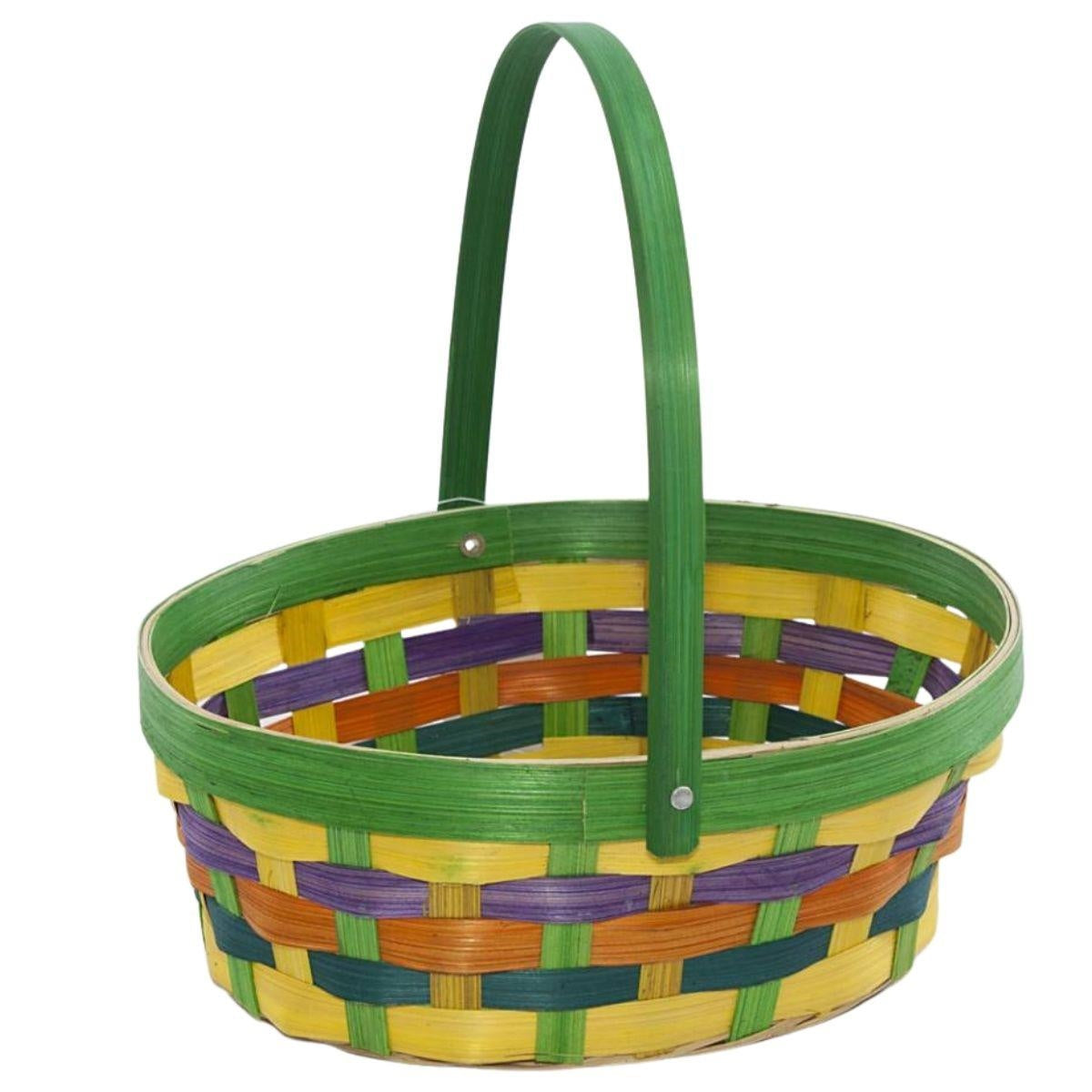 Cesto ovale in bambu' con manico pieghevole, 24x18H8 cm (kit da 10)