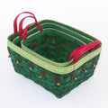 Cesto in legno di pioppo verde, 31x26x15 cm