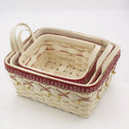 Cesto in pioppo bianco, 31x26H15 cm, set di 3
