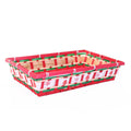 Cesto rettangolare in bambù bianco e rosso, 42x27H8 cm (kit da 10)