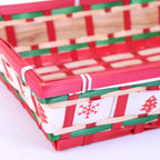 Cesto rettangolare in bambù bianco e rosso, 42x27H8 cm (kit da 10)