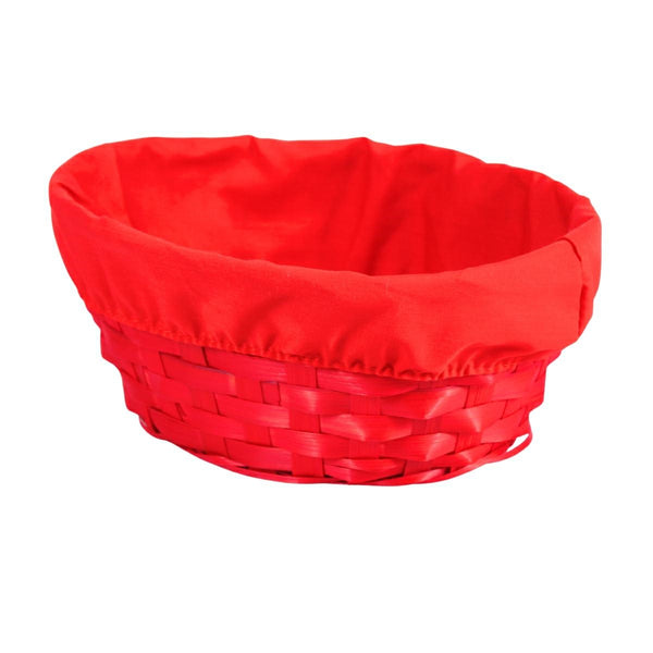 Portapane ovale in bambù rosso con fodera, 24x18H10 cm (kit da 10)