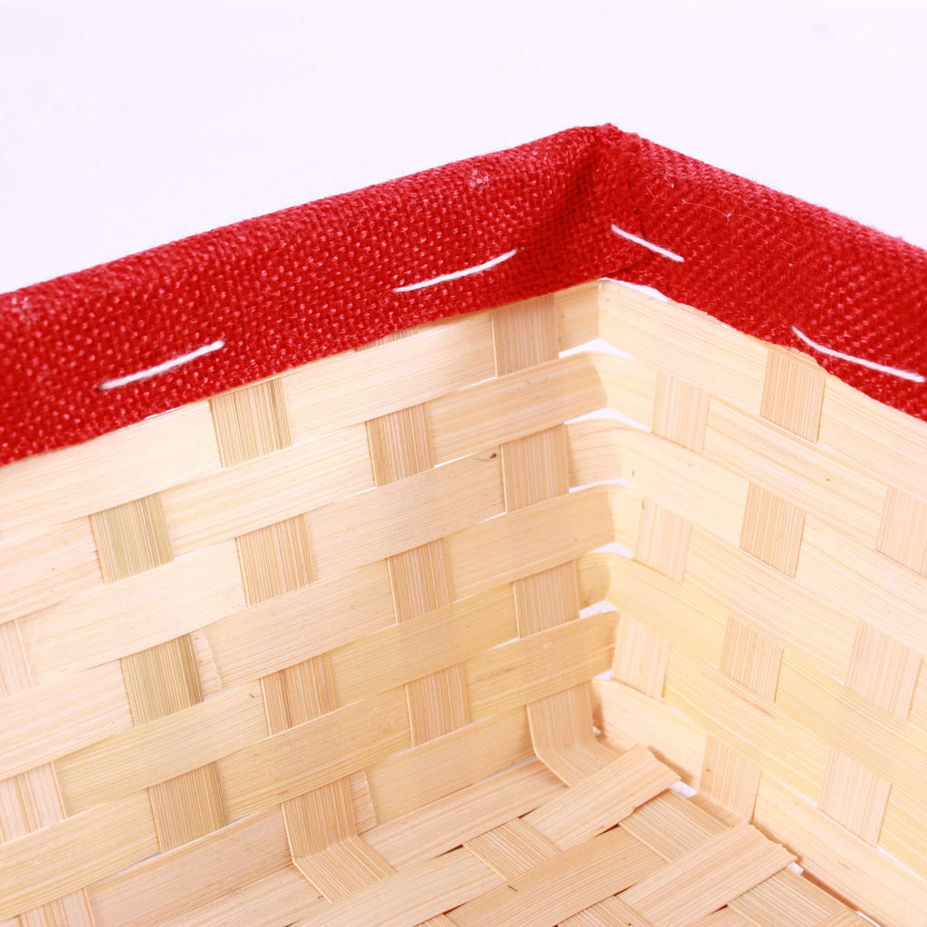 Vaschetta in bambù naturale con bordo rosso, 32x23H10 cm (kit da 10)