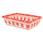Vassoio in bambù naturale con carta bianca e rossa, 36x26H9 cm (kit da 10)