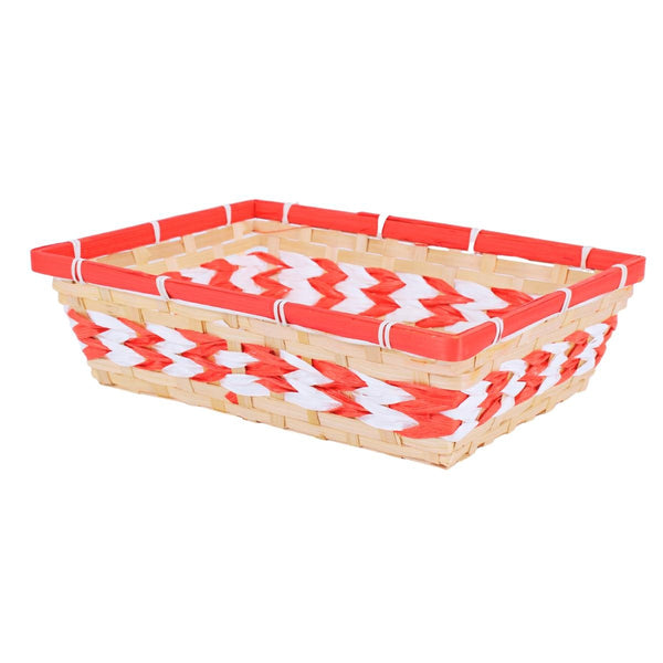 Vassoio in bambù naturale con carta bianca e rossa, 36x26H9 cm (kit da 10)