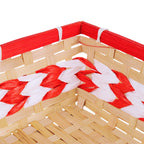 Vassoio in bambù naturale con carta bianca e rossa, 36x26H9 cm (kit da 10)