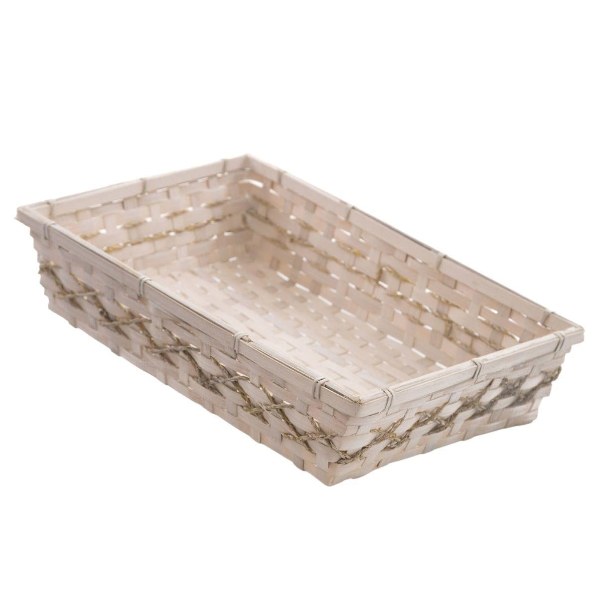 Cesto da confezionamento in bambu' bianco, 42x27x8 cm (kit da 10)