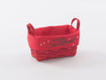 Cesto pioppo rosso foderato con manici, 22x12x11 cm