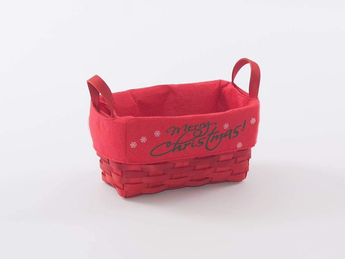 Cesto pioppo rosso foderato con manici, 22x12x11 cm