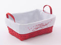 Cesto pioppo rosso foderato con manici, 31x23x13 cm