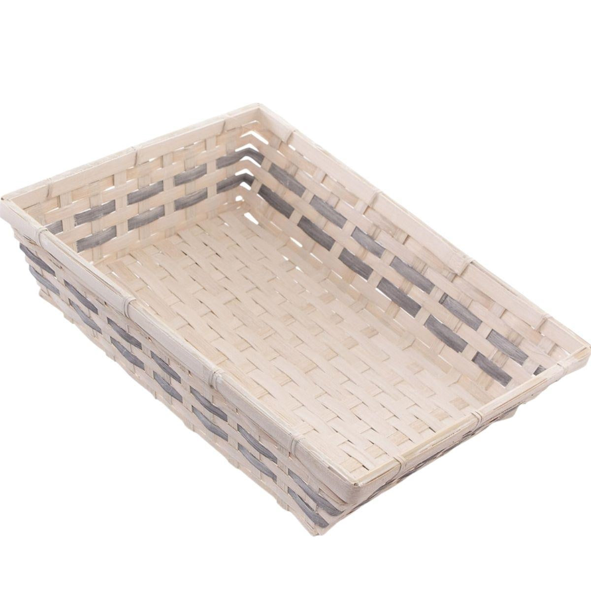 Cesto in bambù bianco, 38x30x9 cm (kit da 10)