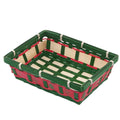 Cesto rettangolare in bambù verde e rosso, 27x20H8 cm (kit da 10)