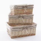 Cesto rettangolare in vimini con fodera, 45x32x18 cm