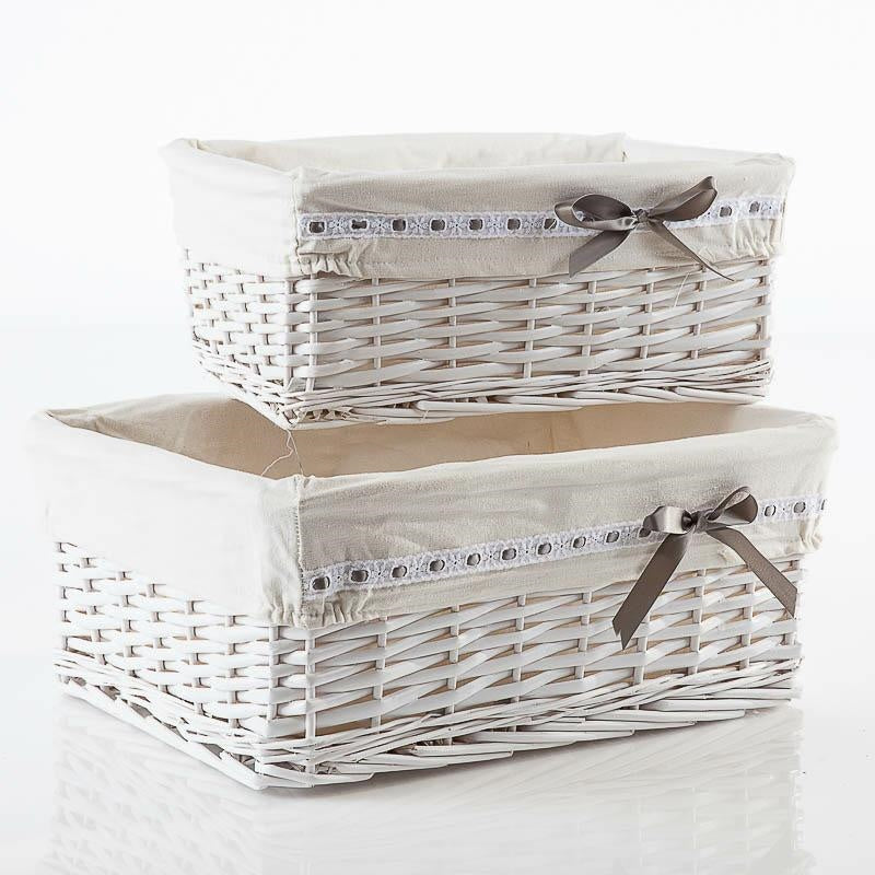 Vaschetta in vimini con fiocco, 45x30x19 cm