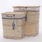 Portabiancheria in vimini bianco, set di 2, 47x35H55 cm