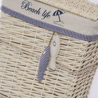 Portabiancheria in vimini bianco, set di 2, 47x35H55 cm
