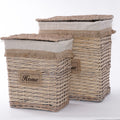 Portabiancheria in vimini bianco, set di 2, 47x35x55 cm