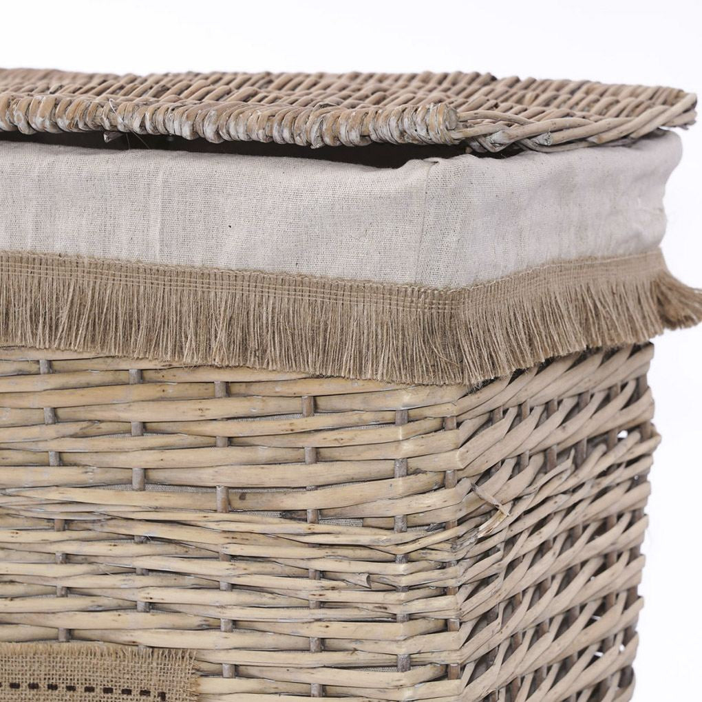 Portabiancheria in vimini bianco, set di 2, 47x35x55 cm