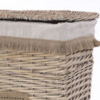 Portabiancheria in vimini bianco, set di 2, 47x35x55 cm