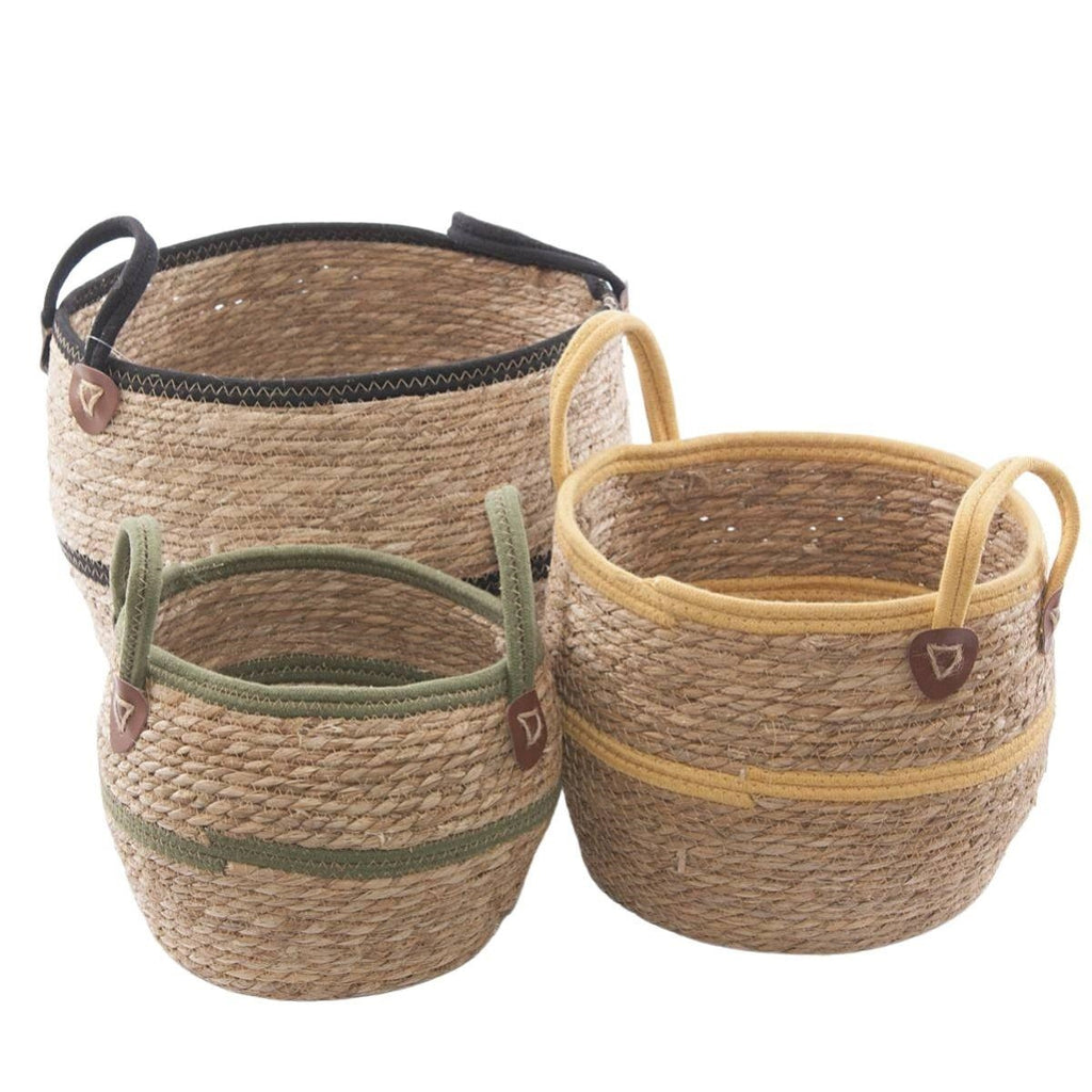 Cesto in seagrass e cotone in set di 3, Ø34H29 cm