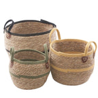 Cesto in seagrass e cotone in set di 3, Ø34H29 cm