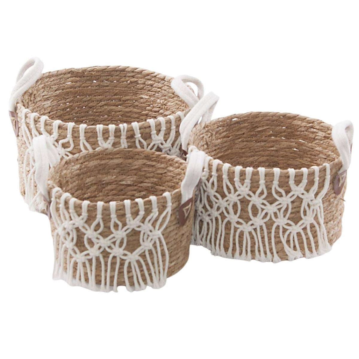 Cesto in seagrass e cotone, Ø31H16 cm, set di 3
