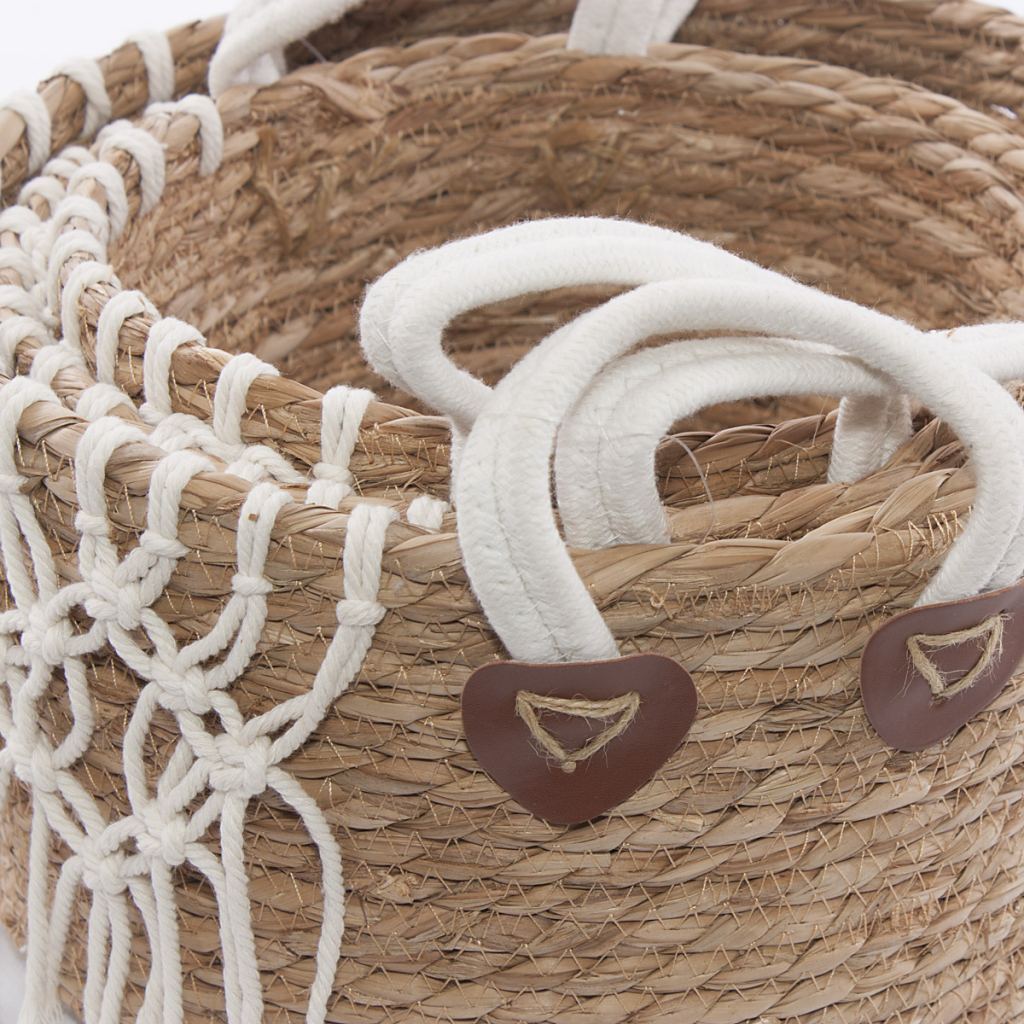 Cesto in seagrass e cotone, Ø31H16 cm, set di 3
