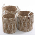 Cesto in seagrass e cotone, Ø37H37 cm, set di 3
