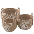 Cesto in seagrass e cotone con manici, set di 3, Ø37H37 cm