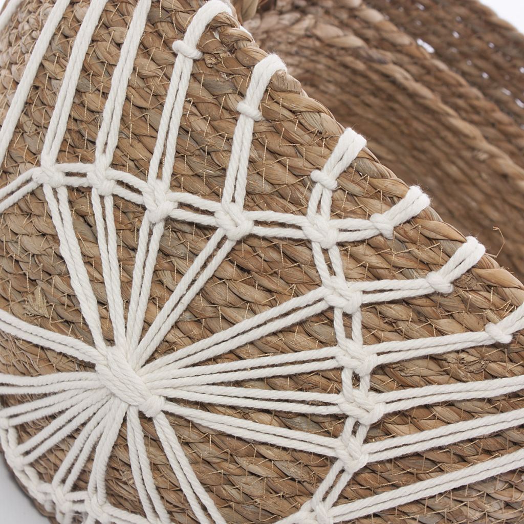 Cesto in seagrass e cotone con manici, set di 3, Ø37H37 cm