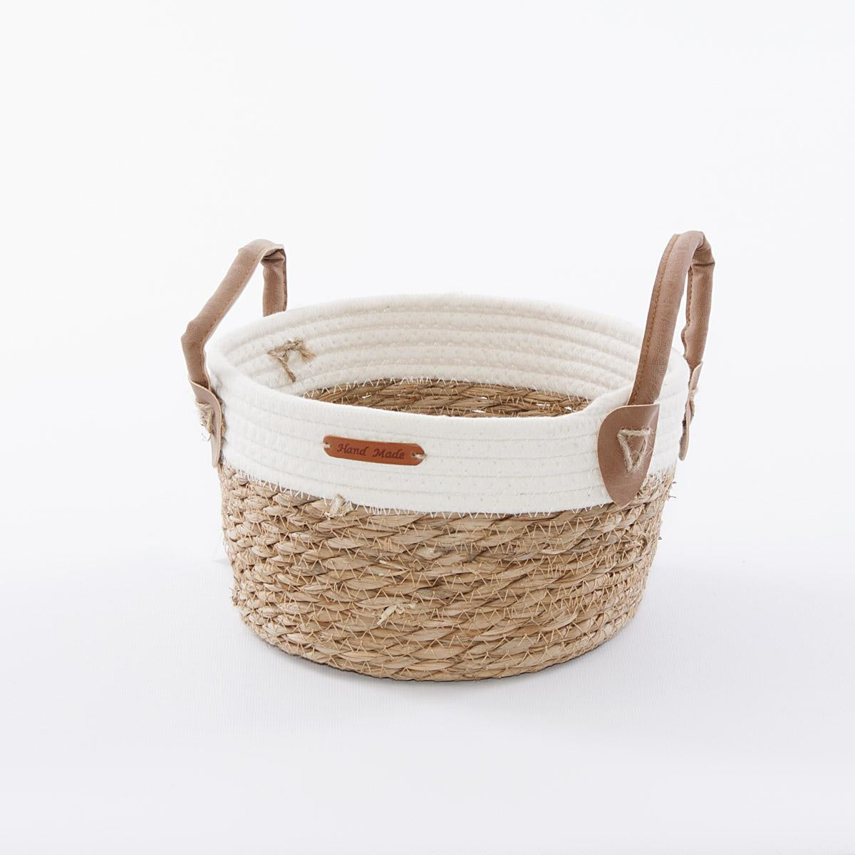 Cesto in seagrass e corda di cotone, Ø22x13 cm (kit da 5)