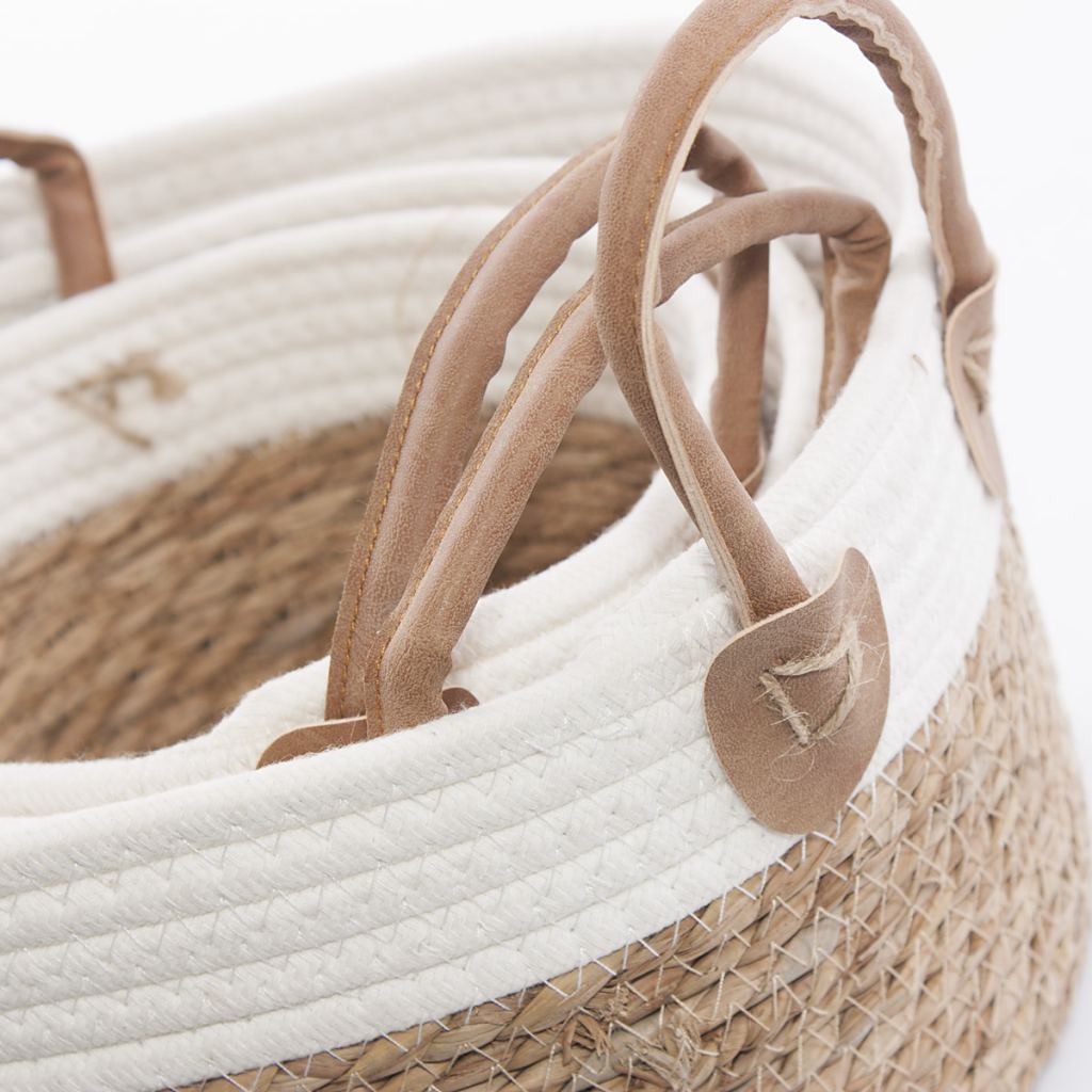 Cesto in seagrass e cotone, set di 3, Ø31H16 cm