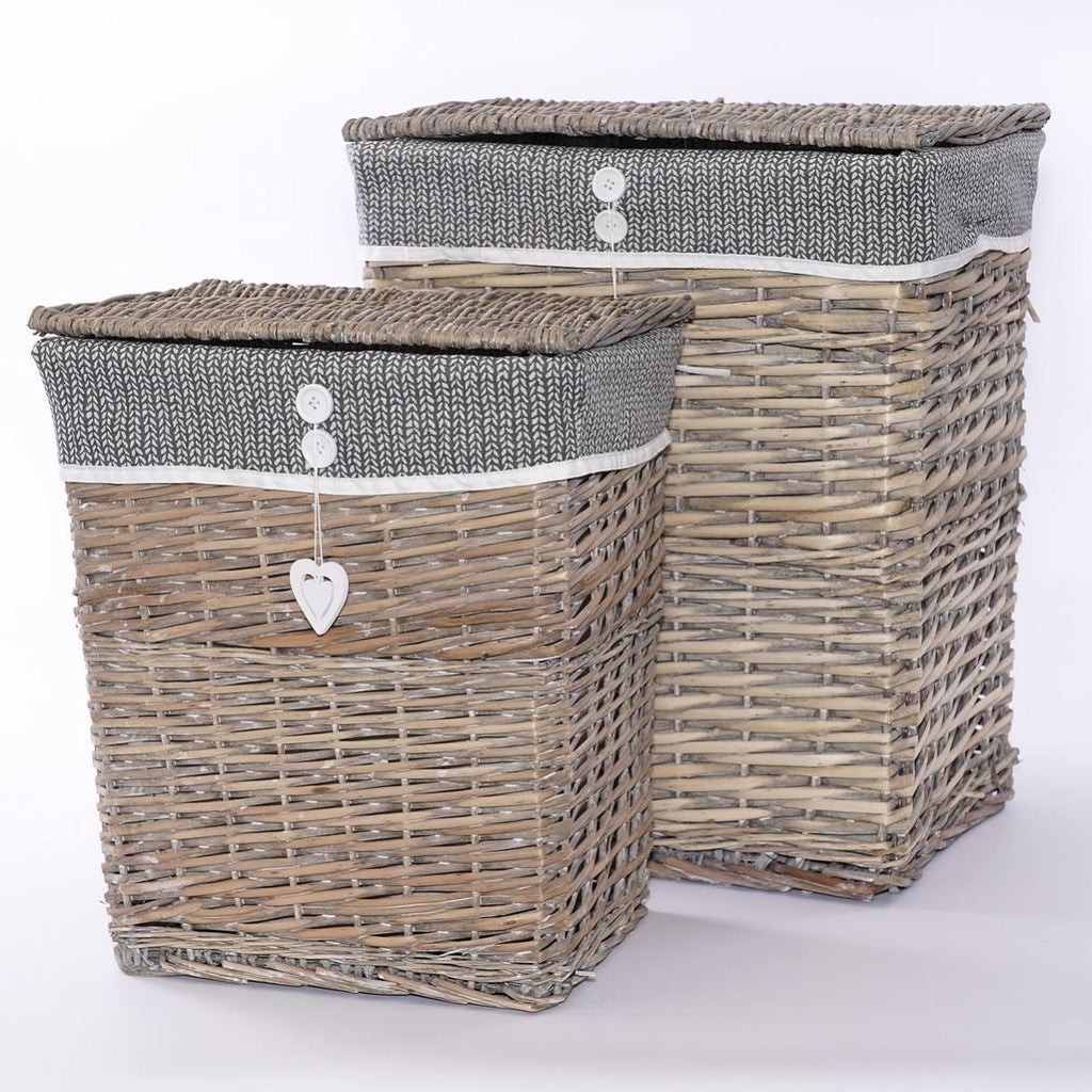 Portabiancheria in vimini, 47x35x55 cm, set di 2