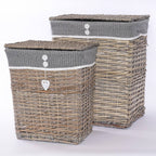 Portabiancheria in vimini, 47x35x55 cm, set di 2