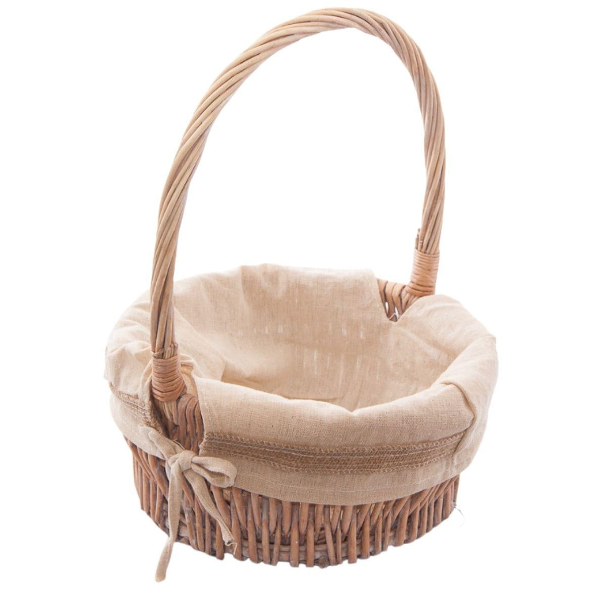 Cesto rotondo foderato in vimini, Ø26H12/33 cm (kit da 3)