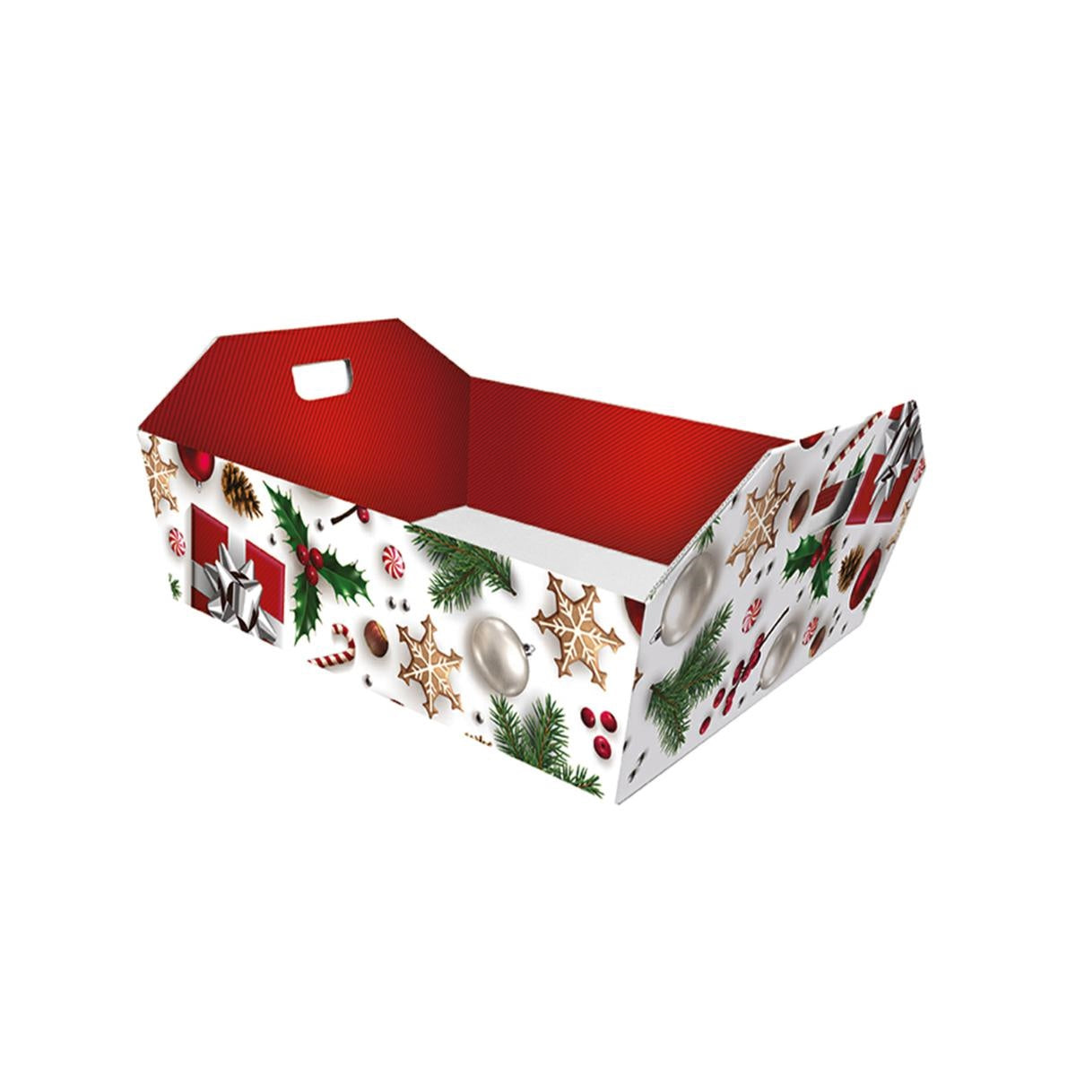 Vassoio in cartone bianco natalizio, 36x28x6 cm (kit da 10)