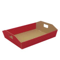 Vassoio in cartone rosso con maniglie, 36x28x6 cm (kit da 10)