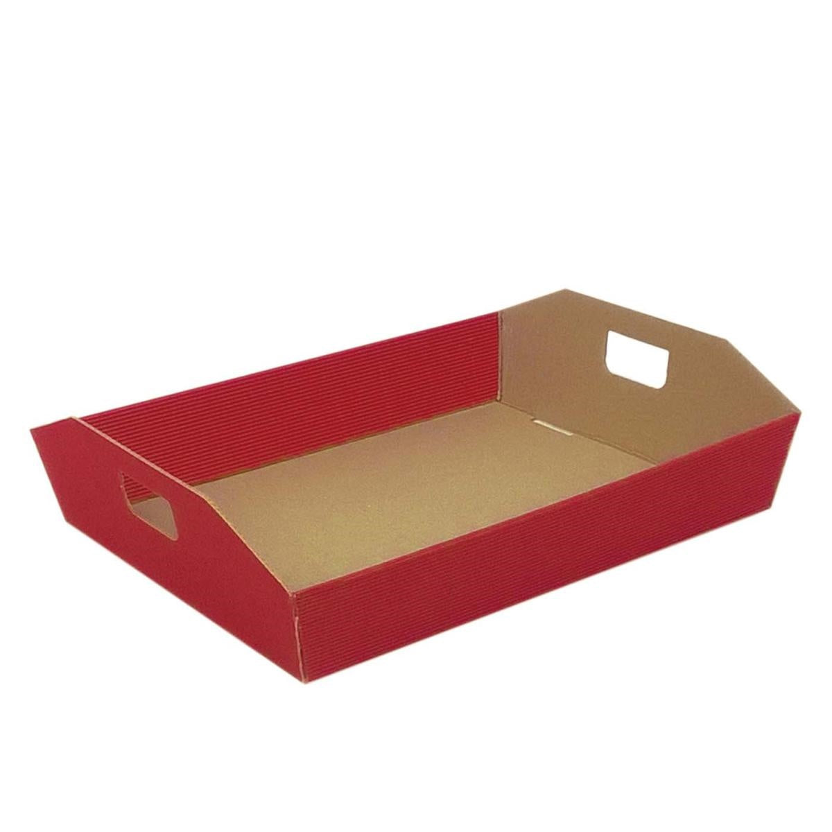 Vassoio in cartone rosso con maniglie, 36x28x6 cm (kit da 10)