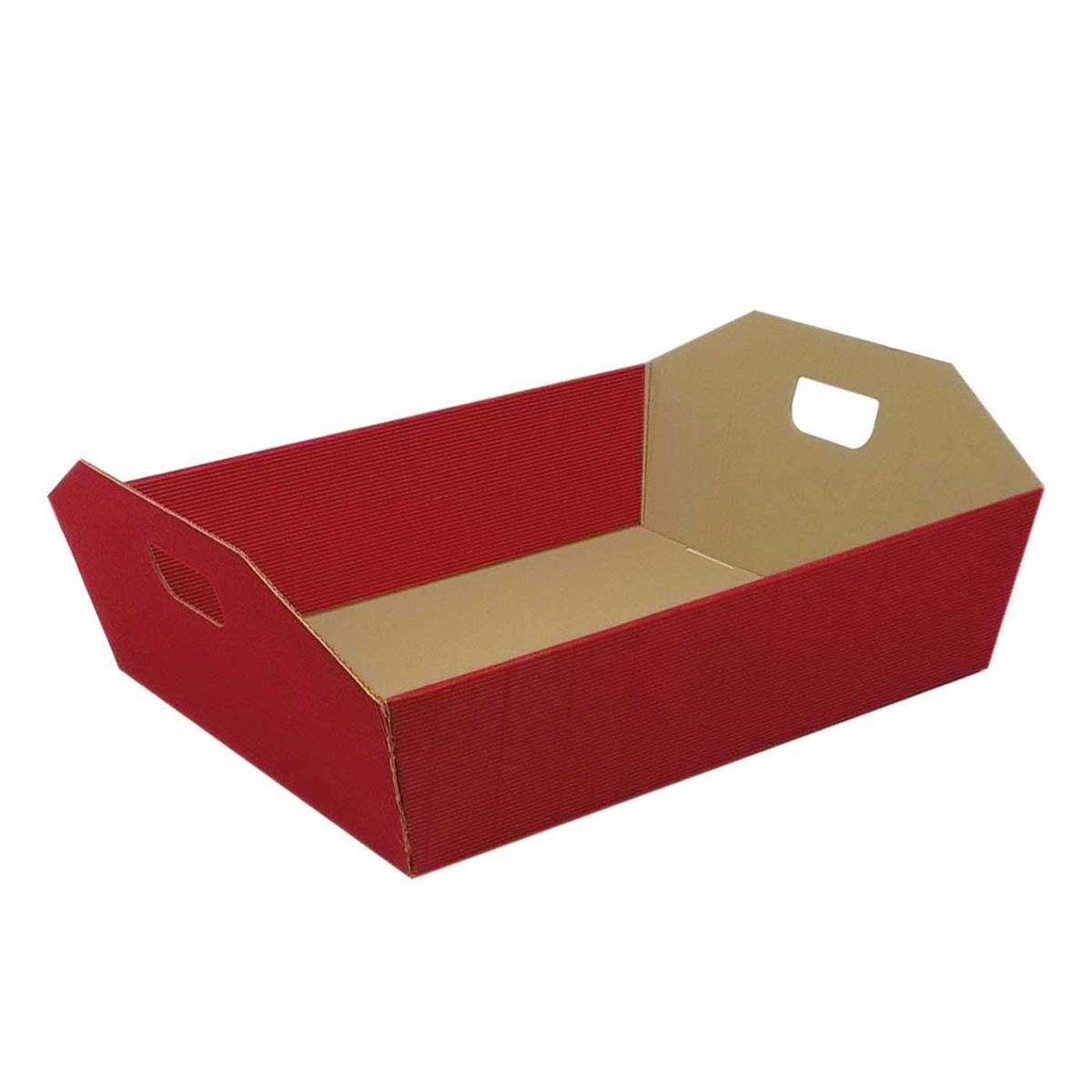 Vassoio in cartone rosso con maniglie, 46x34x10 cm (kit da 10)
