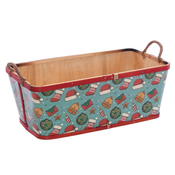 Vaschetta legno natalizia rettangolare, 38x21x14 cm